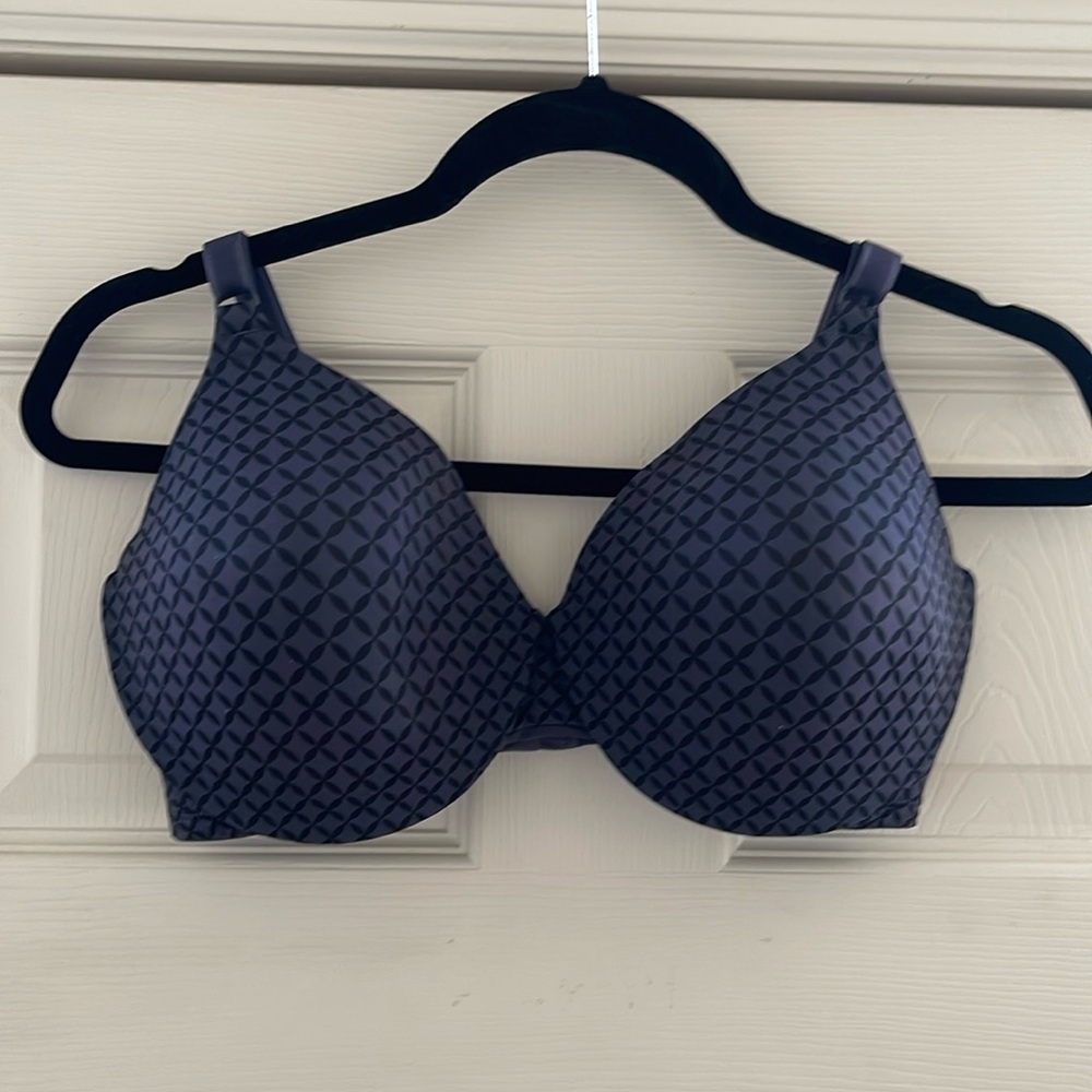Warner’s grey/black print lightly lined underwire bra 38D